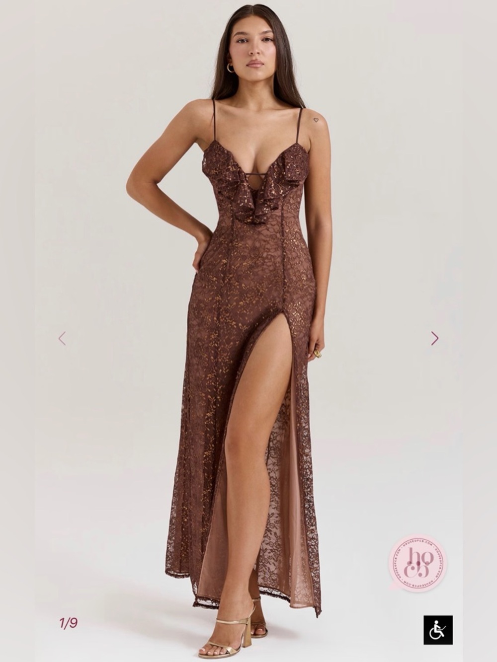 House of CB Brown LUCIANNA Maxi Dress (Small)